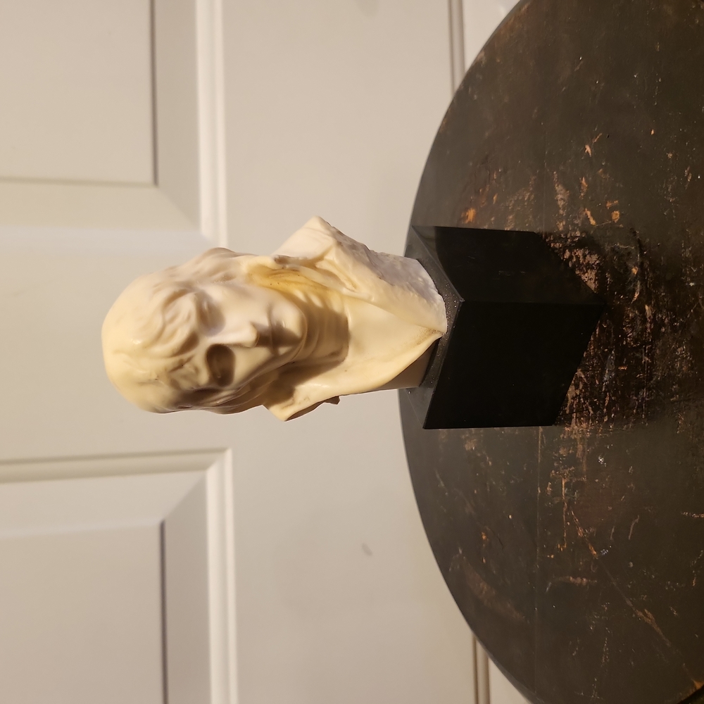 Vintage Alabaster Chopin Bust on Marble Base 6" × 2 3/4"